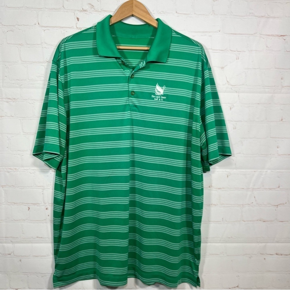 Nike Golf Performance Dri Fit Polo Shirt Mens XXL Green Striped Activewear